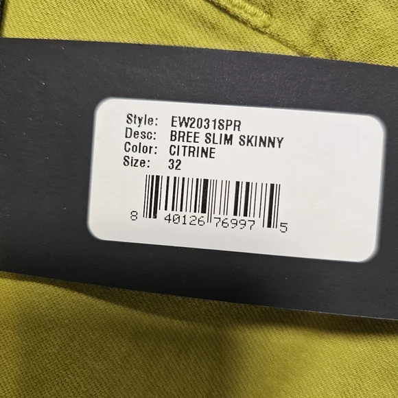 NWT Edwin Bree Slim Skinny Citrine Color High Rise Green Jeans Has Stretch Sz 32 - Picture 11 of 15